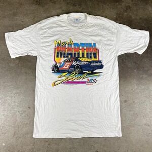 Vintage 1993 single stitch Mark Martin‎ Valvoline Nascar Racing T-Shirt Mens XL
